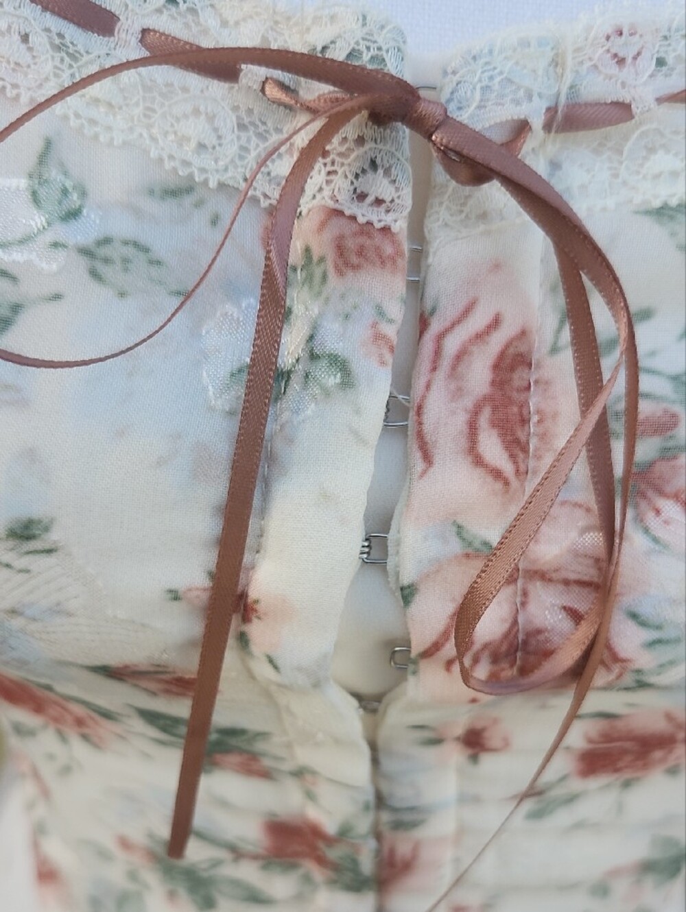 Altar'd State Cream Floral Booho Tie-Front Puff Sleeve Top - Picture 8 of 14